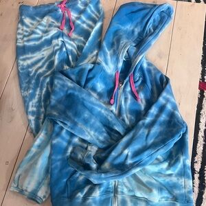 Warm Blue Tie-Dye Jogger Set Cotton